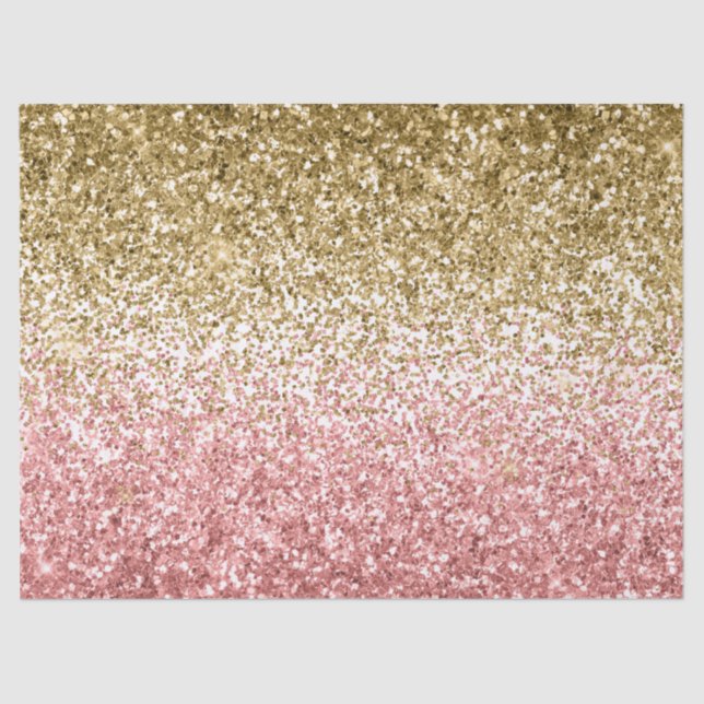 Gold Pink Glitzy Glitter Sparkle         Tissue Paper (Front)