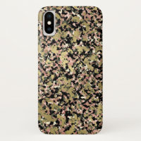 Gold Pink Green Black Camouflage Pattern Print