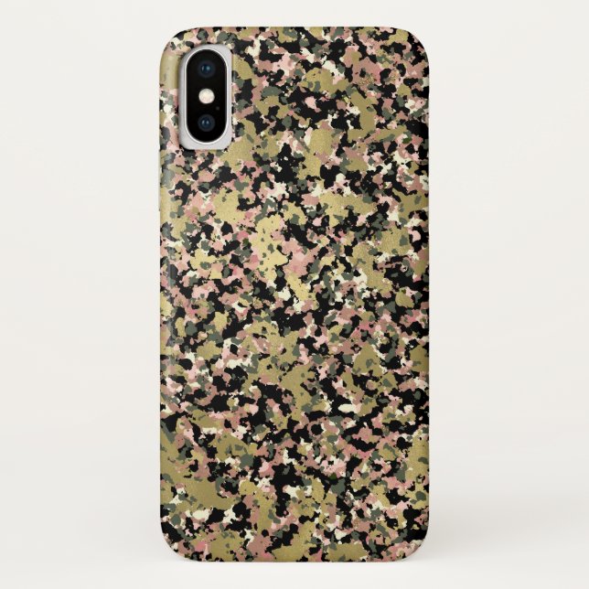 Gold Pink Green Black Camouflage Pattern Print Case-Mate iPhone Case (Back)