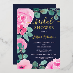 Gold pink green floral watercolor bridal shower