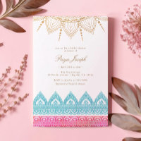 Gold Pink Indian Henna Bridal Shower