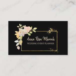 *~* Gold Pink Lavender Glitter Floral Elegant Business Card
