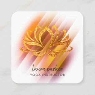 Gold Pink Lotus Flower Yoga Instructor Zen Art Square Business Card