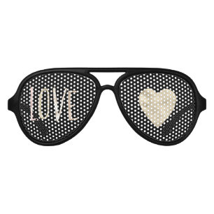 Gold Pink Love Heart Inspirational Quote Aviator Sunglasses