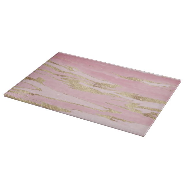Gold Pink Marble Abstract Painting Cutting Board (Corner)