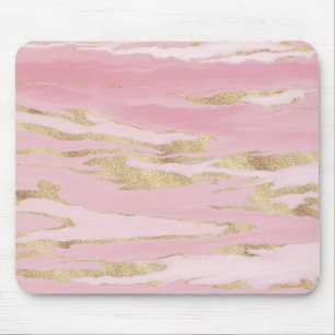 Gold Pink Marble Abstract Painting Mouse Pad
