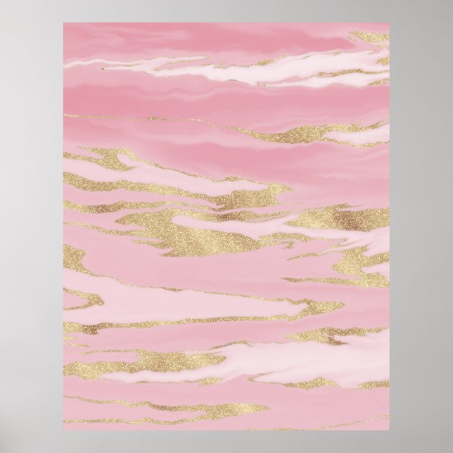 Gold Pink Marble Abstract Painting Poster (Front)