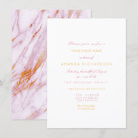 Gold Pink Marble Birthday Party Pastel Forma White