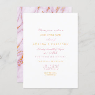 Gold Pink Marble Birthday Party Pastel Forma White Invitation