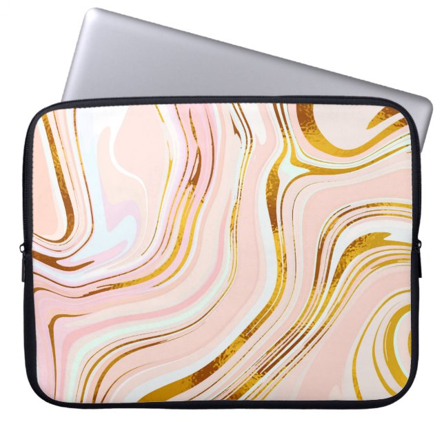 Gold Pink Marble: Luxurious Design. Laptop Sleeve (Front)