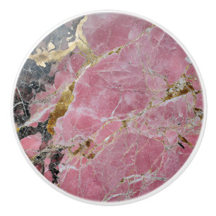 Gold Pink Marble Pattern Ceramic Knob