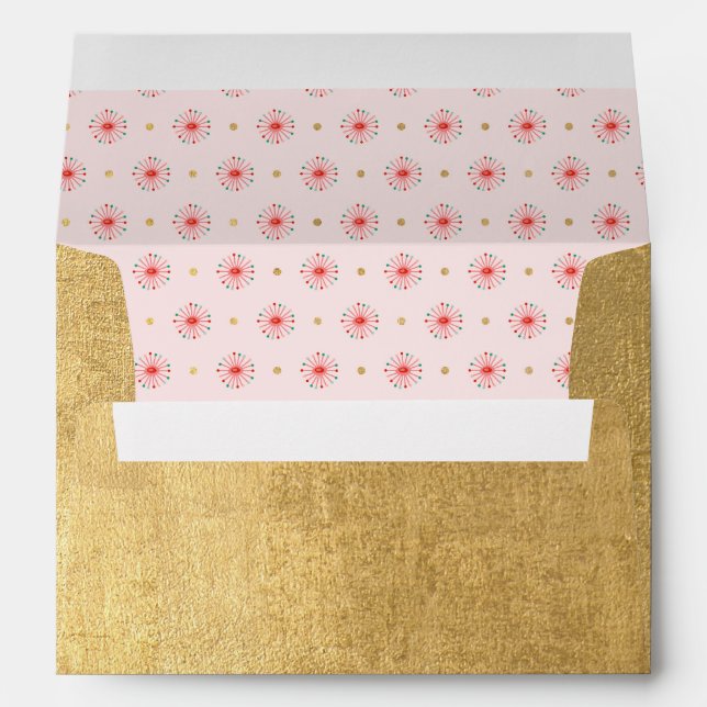 Gold Pink Metallic Christmas Envelope (Back (Bottom))