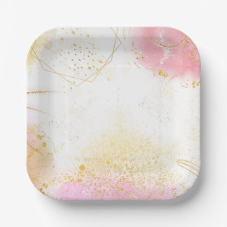 Gold & Pink Paper Plate
