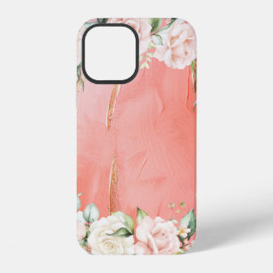 Gold Pink Peach Floral Watercolor Elegant iPhone 12 Case