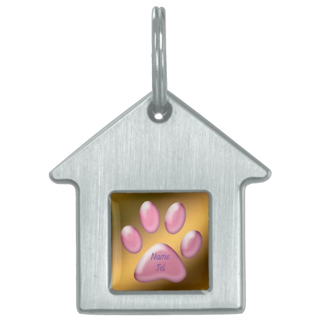 Gold Pink Pet ID Tag (Front)