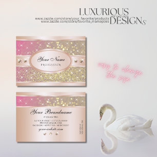 Gold Pink Purple Glitter Stars Diamonds Rose Gold Business Card