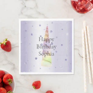 Gold Pink Purple Lime Dots Unicorn Birthday Napkin