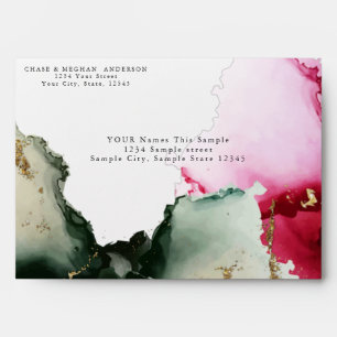 Gold Pink Sage Green 2 Watercolor  Envelope