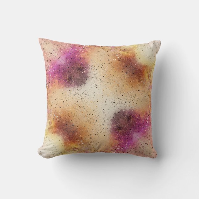 Gold Pink Sky Watercolour Cushion (Front)