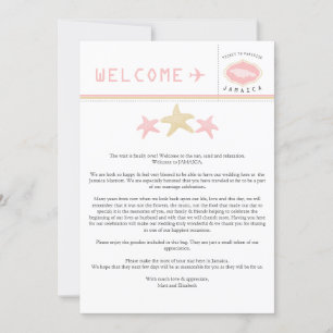 Gold Pink Starfish Jamaica Wedding Welcome Letter