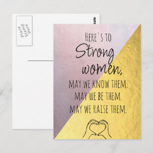 Gold Pink Strong Women Motivational Postcard