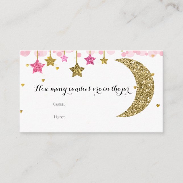Gold Pink twinkle How Many Candies in the jar Card (Front)