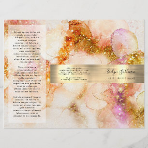 gold pink watercolor faux foil brochure