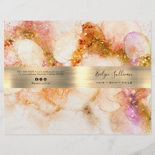 gold pink watercolor foil service menu brochure