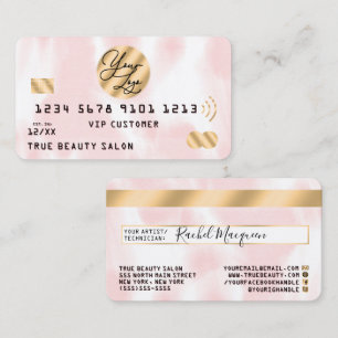 Gold Pink White Watercolor Credit Card Logo