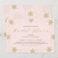 Gold & Pink Winter Snowflake Wedding Bridal Shower