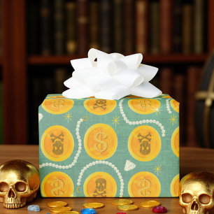 Gold Pirate Coin Treasure  Wrapping Paper