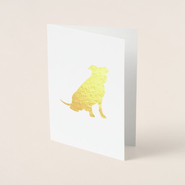 Gold Pit Bull Dog Baby Shower Pitbull Foil Card (Front)