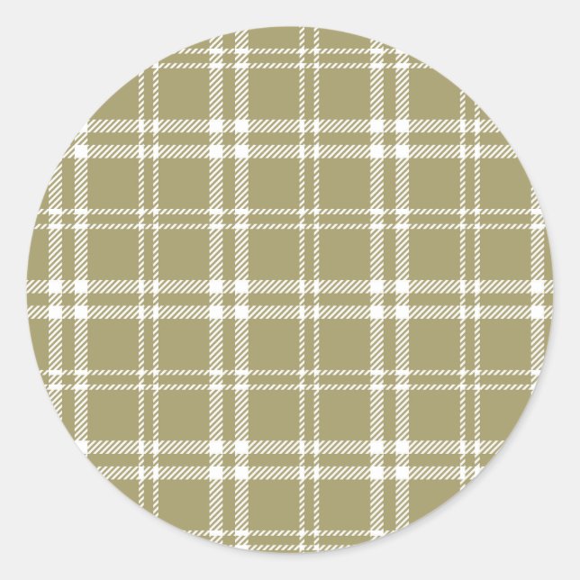 Gold Plaid Classic Round Sticker (Front)