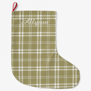 Gold Plaid Large Christmas Stocking