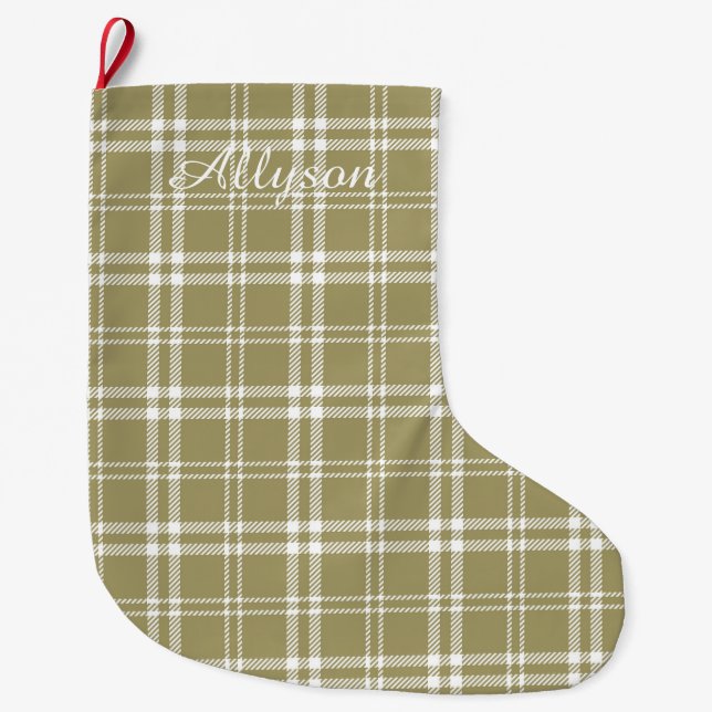 Gold Plaid Large Christmas Stocking (Front)