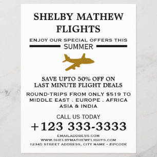 Gold Plane Icon, Airline Advertising Flyer