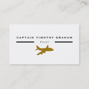 Gold Plane Icon, Flight Steward & Pilot Business Card