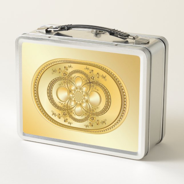 Gold Plate Metal Lunch Box (Back)