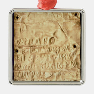 Gold plate with 'brief' Etruscan inscription, from Metal Tree Decoration