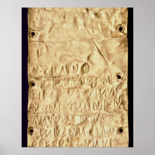 Gold plate with 'brief' Etruscan inscription, from Poster