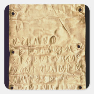 Gold plate with 'brief' Etruscan inscription, from Square Sticker