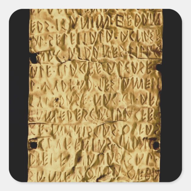 Gold plate with 'lengthy' Etruscan inscription fro Square Sticker (Front)