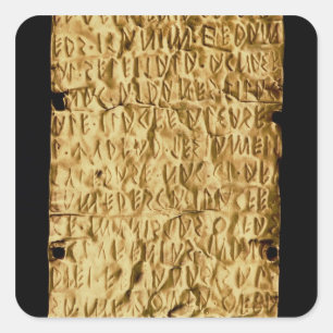 Gold plate with 'lengthy' Etruscan inscription fro Square Sticker