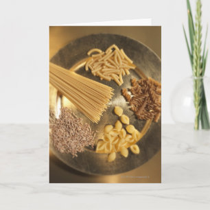 Gold Plate with pasta and grains of wheat Card