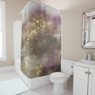 Gold Plum Brown Glitter Glam 1 Shower Curtain
