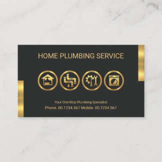 Gold Plumber Tools Motif Plumbing Service  Business Card