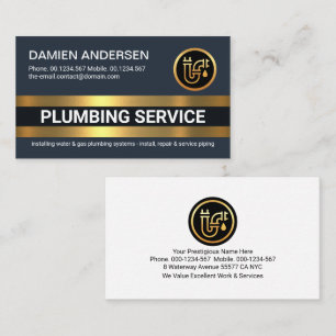 Gold Plumbing Border Plumber Business Card