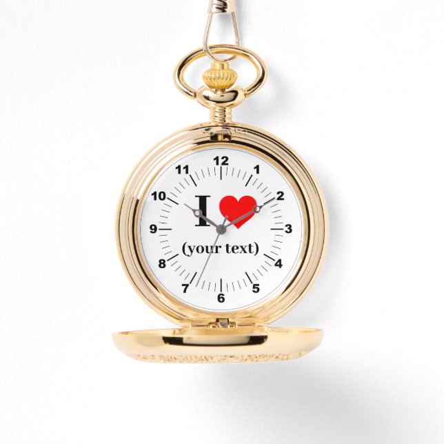 Gold Pocket Watch - Custom I Heart (Front)