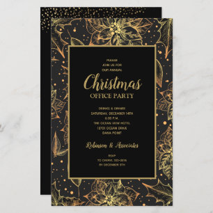 Gold Poinsettias Christmas Budget Invitations