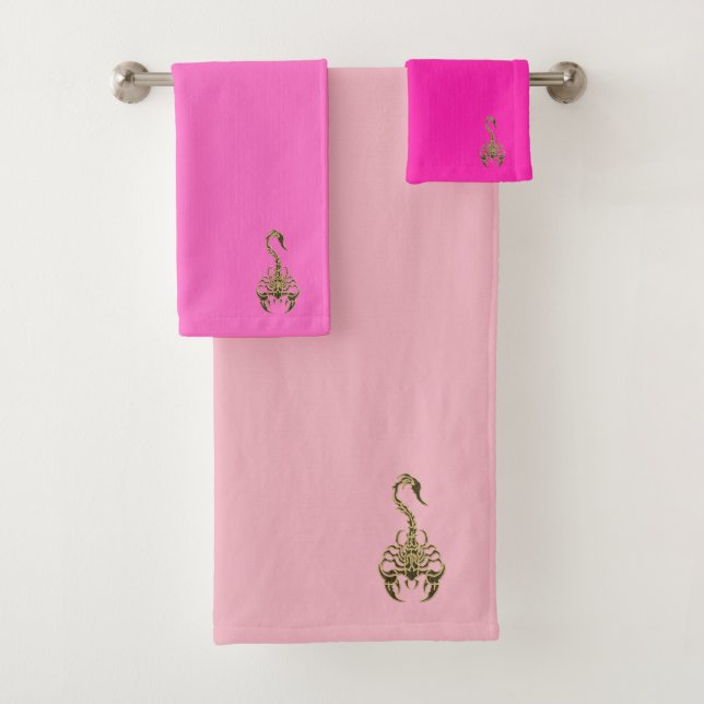 Gold poisonous scorpion very venomous(pink) bath towel set (Insitu)